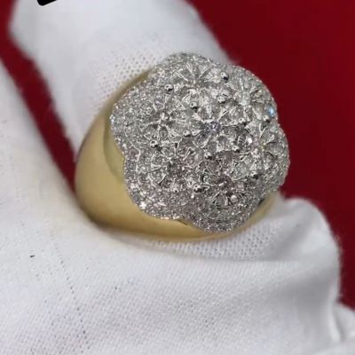 18ct round-cut diamond sterling silver plated yellow gold handmade ring