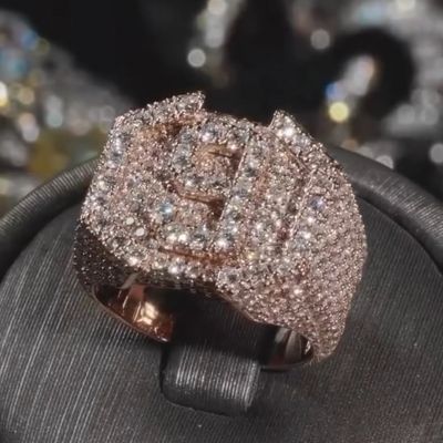 36ct diamond inlaid luxury sterling silver plated rose gold handmade ring