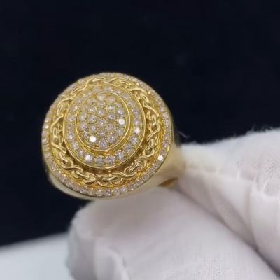 18ctw Diamond Inlaid Luxury Sterling Silver Plated Yellow Gold Handmade Ring