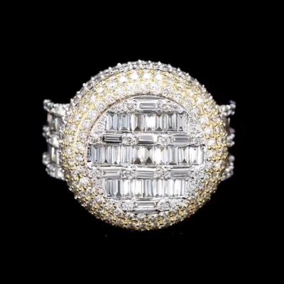 26ct Emerald Cut Diamond Luxury Sterling Silver Plated Yellow Gold Handmade Ring