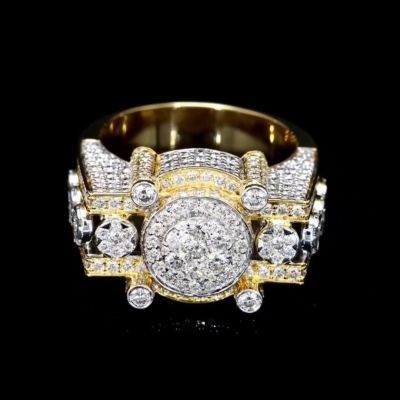 36ct round cut diamond luxury sterling silver plated yellow gold handmade ring