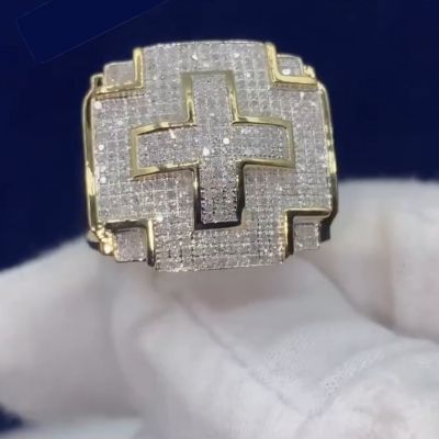 18ct Princess Cut Diamond Luxury Handmade Sterling Silver Plated Yellow Gold Ring