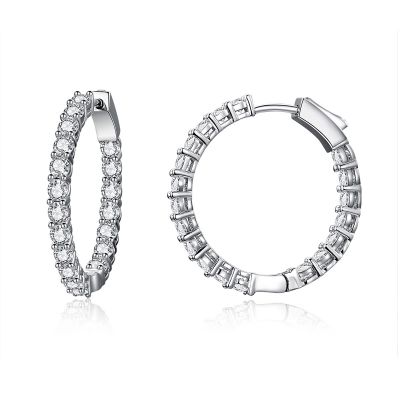 Sterling Silver Delicate Round Cut Hoop Earrings