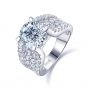 Sterling Silver Classic Round Cut Engagement Ring