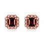 Sterling Silver Delicate Halo Asscher With Round Cut Chocolate Stud Earrings