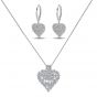  Sterling Silver Exquisite Heart Shape Inspired Round And Baguette Cut Jewelry Set