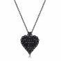 Sterling Silver Delicate Heart Design Halo Round With Baguette Cut Necklace