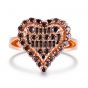 Sterling Silver Heart Shape Halo Design Round With Baguette Cut Chocolate Engagement Ring