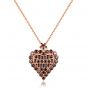 Sterling Silver Exquisite Heart Shape Round With Baguette Cut Chocolate Necklace