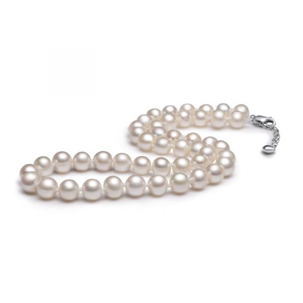 Sterling Silver Luxurious White Pearl Necklace