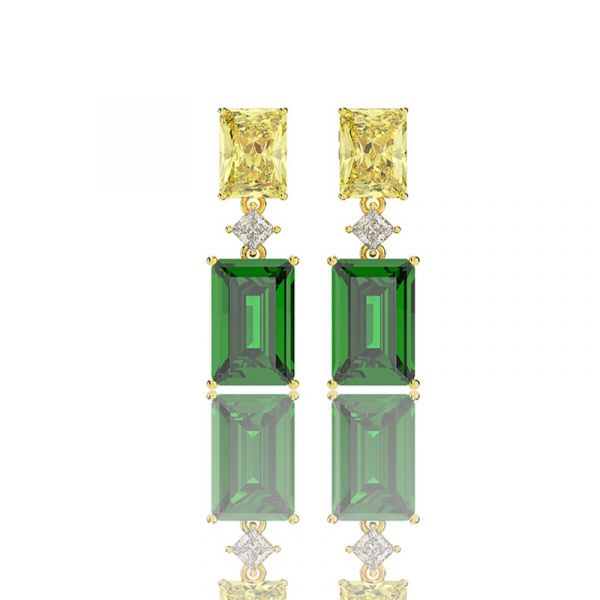 Sterling Silver Classic Radiant And Emerald Cut Drop Earrings