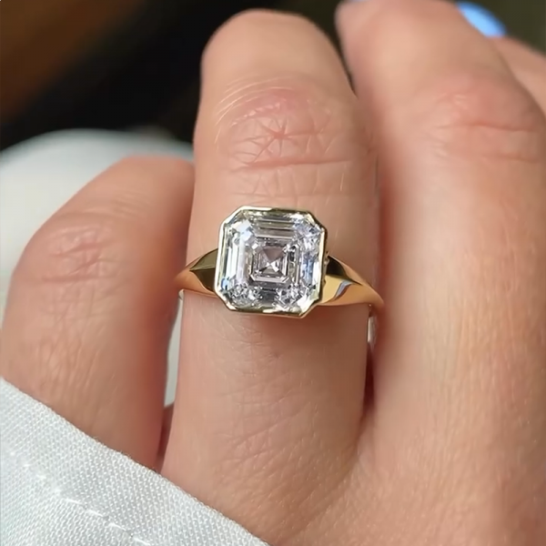 3.0ct Emerald Cut White Sapphire Gold Plated Vintage Sterling Silver Engagement Ring