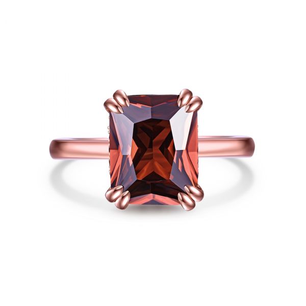 Sterling Silver Elegant Halo Design Radiant Cut Chocolate Engagement Ring