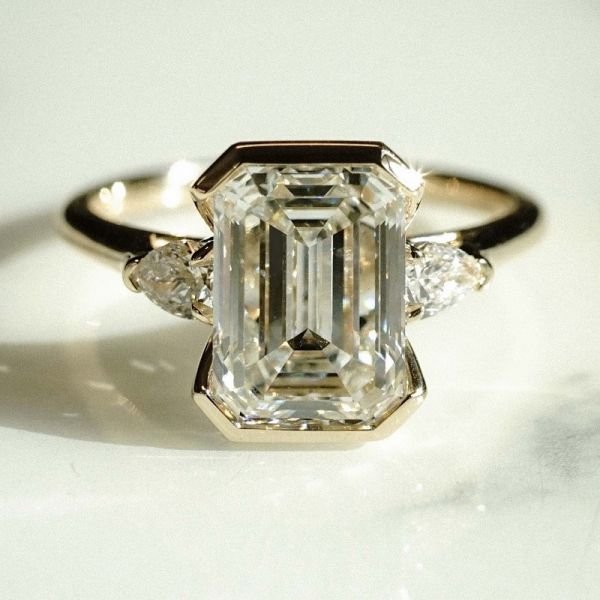 3.0CT Emerald Cut Three Stone Engagement Ring