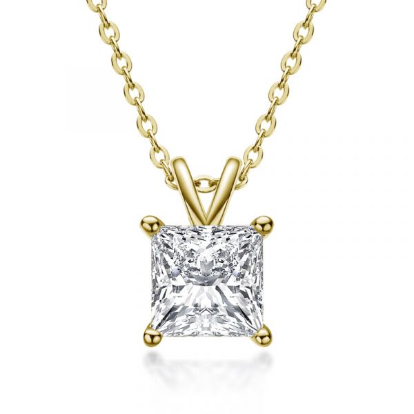 Sterling Silver Delicate Princess Cut Necklace