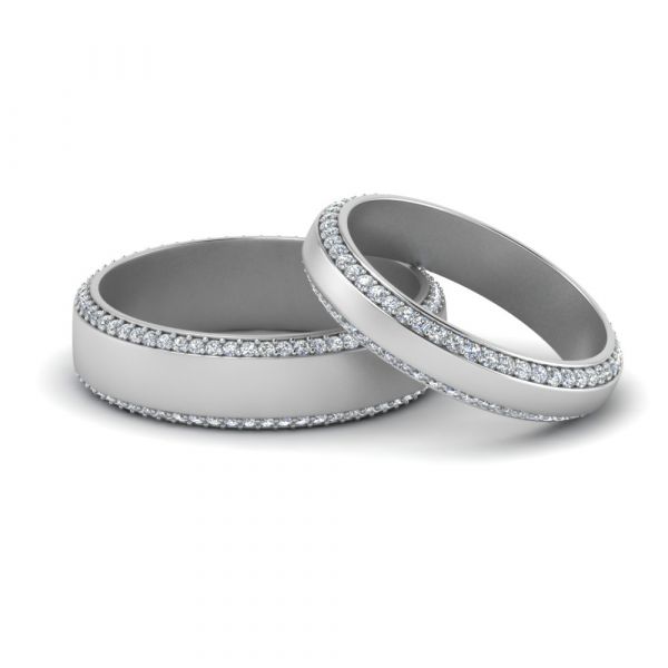 Sterling Silver Elegant Eternity Design Round Cut Wedding Band Set