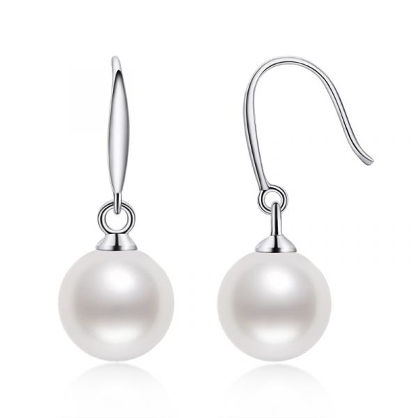 Sterling Silver Classic White Pearl Drop Earrings