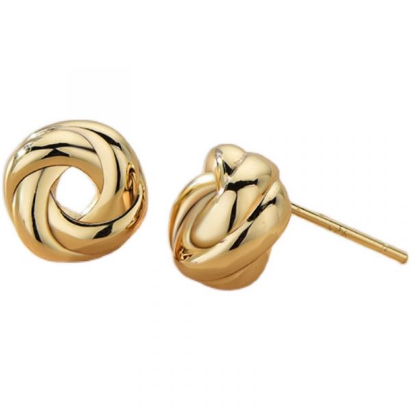 Sterling Silver Classic Twist Shape Stud Earrings