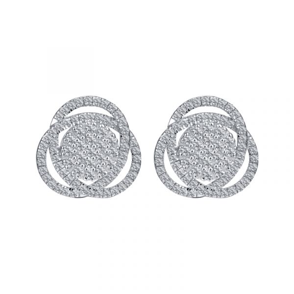 Sterling Silver Twist Round Cut Stud Earrings