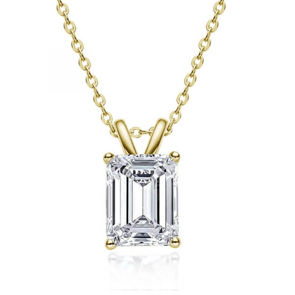 Sterling Silver Simple Emerald Cut Necklace