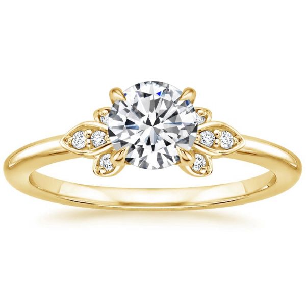 Moissanite Floral Round Cut Engagement Ring