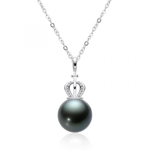 Sterling Silver Luxury Black Cultured Pearl Necklace
