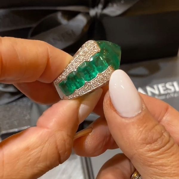 15.0 CT Royall Asscher Cut Emerald Engagement Ring