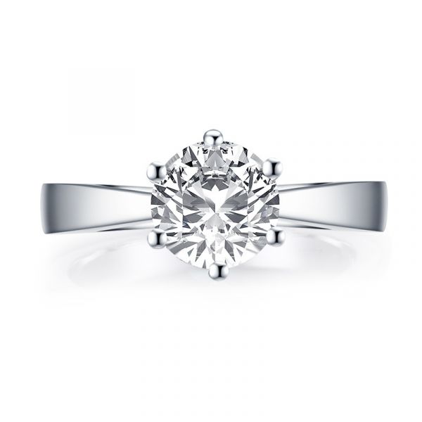 Sterling Silver Six Prong Round Cut Solitaire Engagement Ring