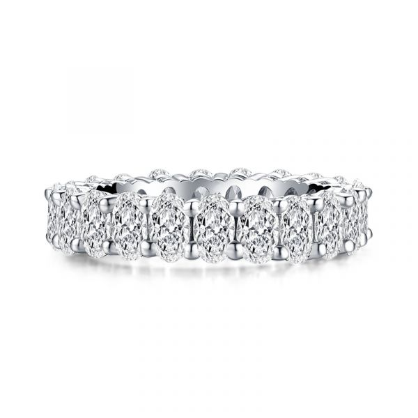 Sterling Silver Oval Cut Women's Eternity Wedding Band