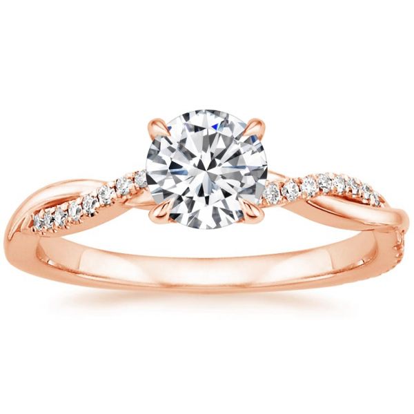Moissanite Twisted Design Round Cut Engagement Ring