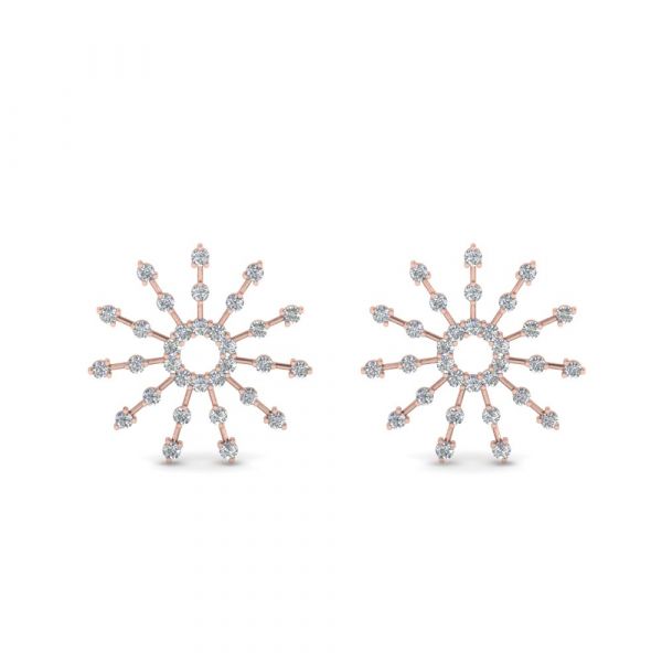 Sterling Silver Exquisite Sunflower Halo Round Cut Stud Earrings