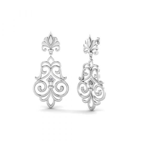 Sterling Silver Classic Filigree Design Round Cut Drop Earrings