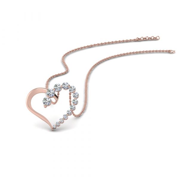 Sterling Silver Elegant Heart Design Round Cut Necklace