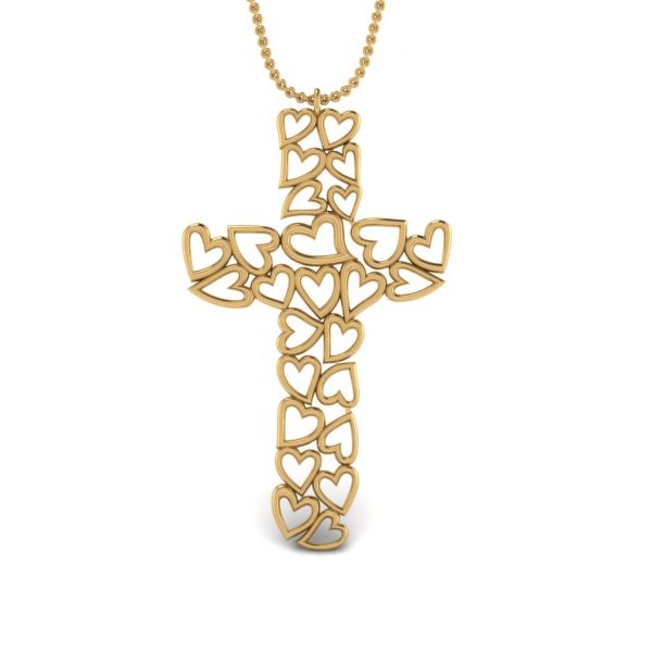 Sterling Silver Delicate Cross And Heart Link Design Necklace