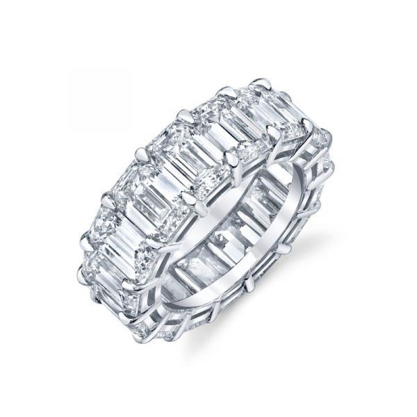 15.0 Carat Emerald Cut Platinum Eternity Band