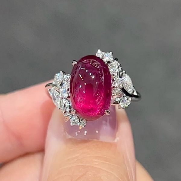 5.60ct Oval Cut Natural Unheated Ruby Diamond In 18K White Gold 