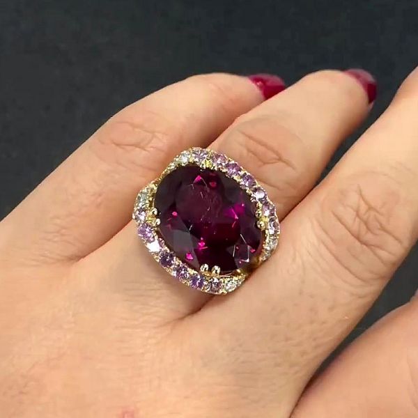 5ct East-west Design Halo Oval Cut Ruby Sapphire Ring