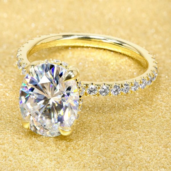 3.0CT Oval Cut Hidden Wrap Halo Ring