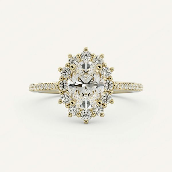 2.0 Carat Stunning Oval Cut With A Burst Halo Diamond Ring