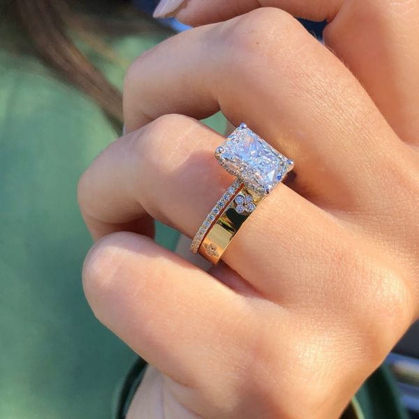 3.5 Carat Radiant Cut Engagement Ring Bridal Set In Sterling Silver
