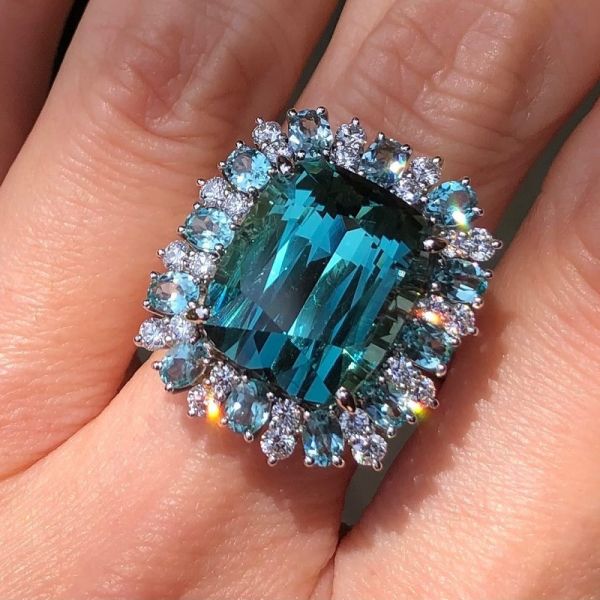 8.99 Carat Cushion Cut  Paraiba Blue Cocktail Engagement Ring 