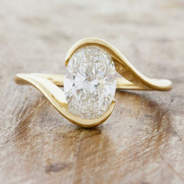 1.58ct Carat Oval Cut Engagement Ring Within The 14k Yellow Gold 