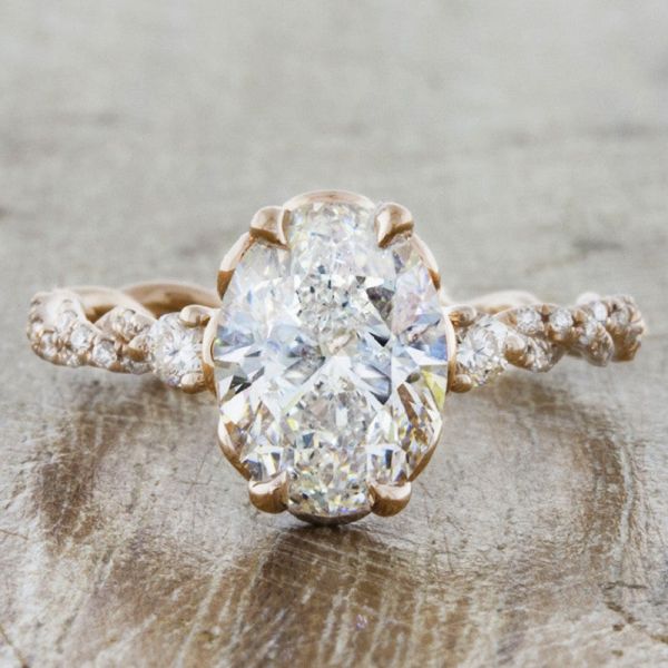 3.0 Carat Oval Diamond Engagement Ring With Pavé Rope Band