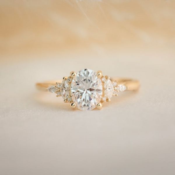 1.56 Carat Oval Cut Engagement Ring With An Oval Step Cut Diamond