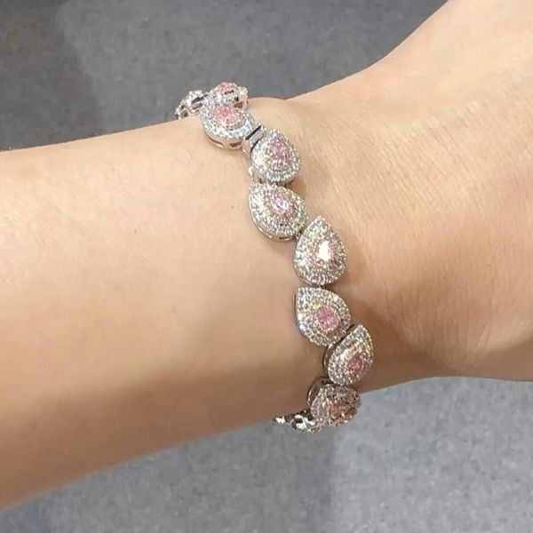3.5 Carat Pink Diamond Pear Shape Bracelet