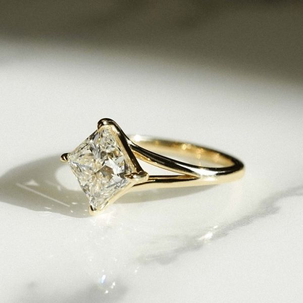 2.21 Carat Split Shank Halo Design Princess Cut Engagement Ring
