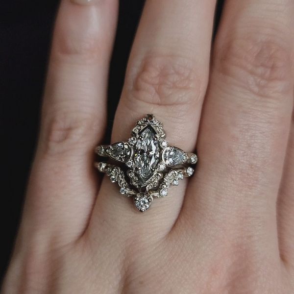 0.66 Carat Marquise Cut Ethereal Fine Handcrafted Engagement Ring