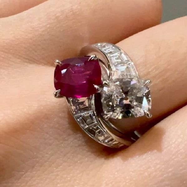 3.27 Carats Ruby And Diamond "Toi et Moi" Ring