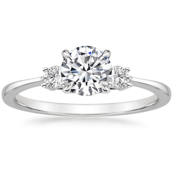 Moissanite Elegant Three Stone Round Cut Engagement Ring