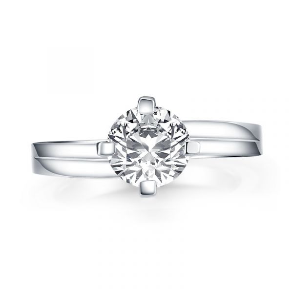Sterling Silver Classic Four Prong Round Cut Solitaire Engagement Ring
